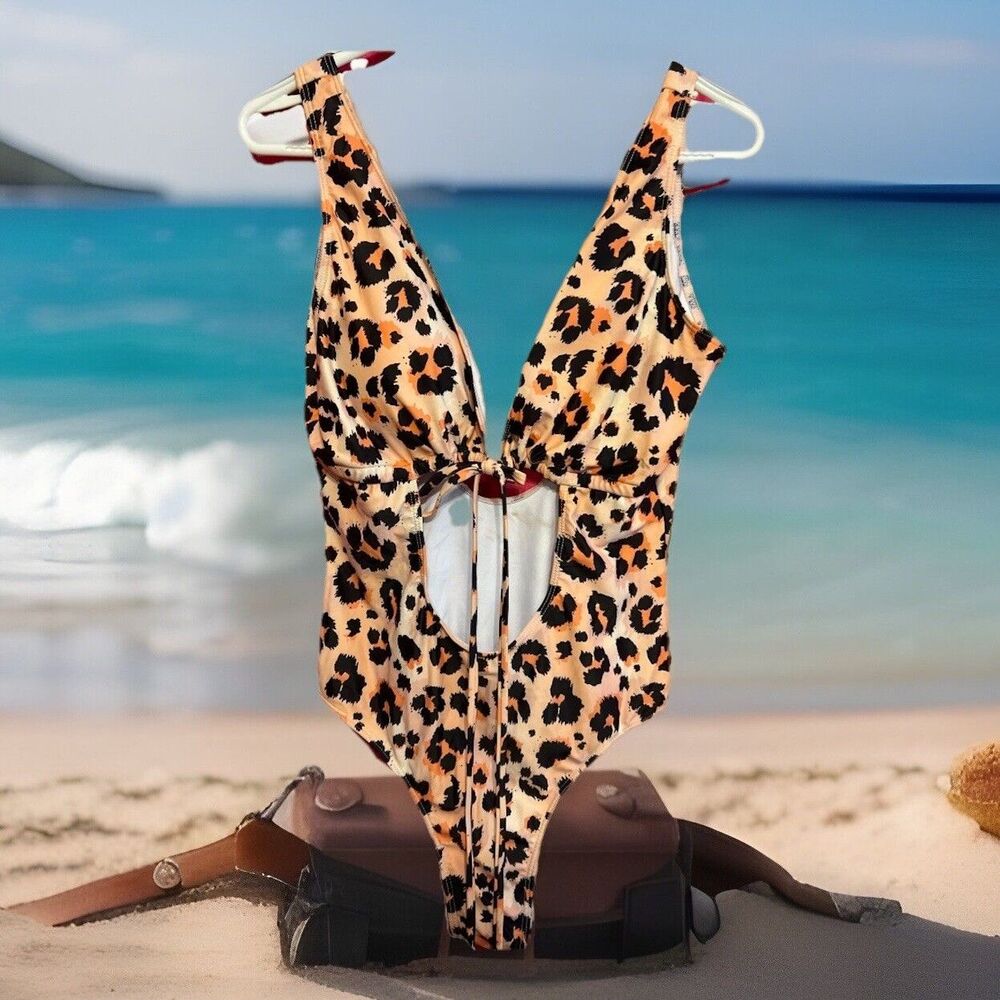 #8506 WOMENS CHEETAH PRINT SEXY ONE PIECE BATHING SUIT SIZE XL